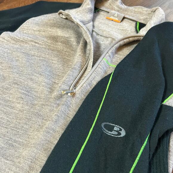 ICE BREAKER 100% New Zealand Merino Wool Grey & Black 3/4 Zip Sweater L - Picture 6 of 9